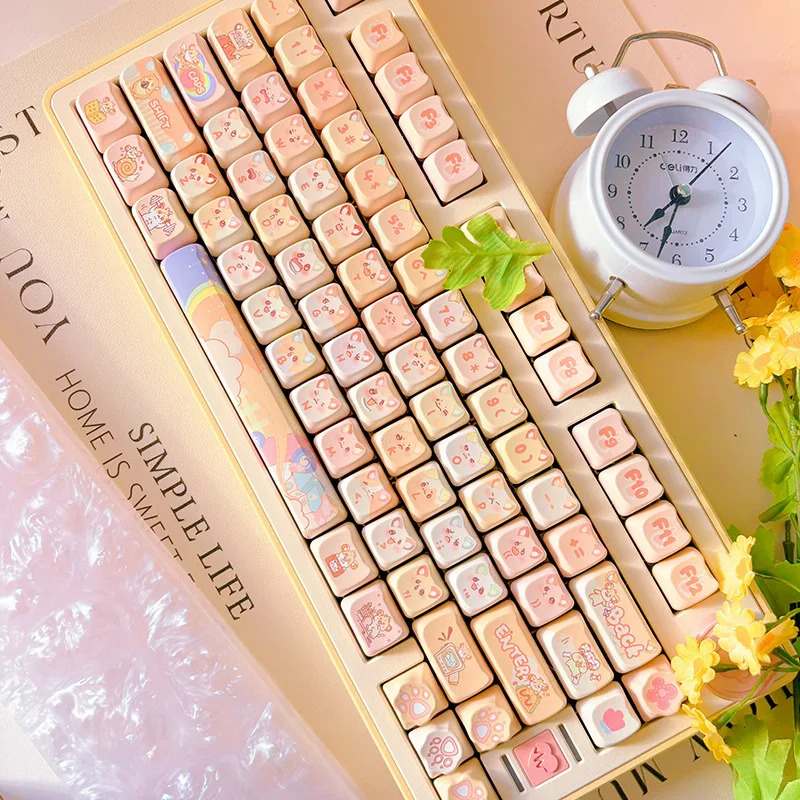 MAO height five-sided sublimation process 142-key full set of mechanical keyboard keycaps - cute mouse Dudu