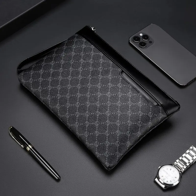 Zipper Wristlet Bag PU Leather Soft Men Daily Use Clutch Bag Large Capacity Envelope Bag Money CellPhone Purses And Handbags