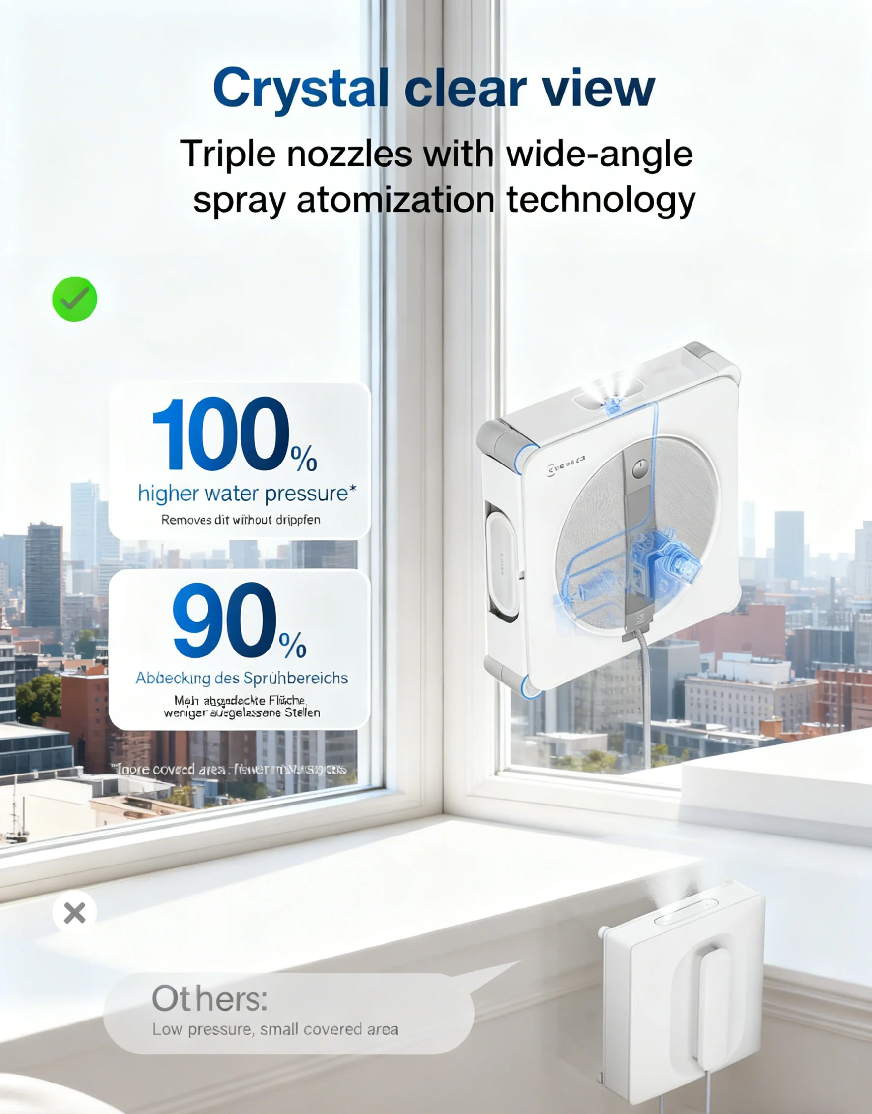 ECOVACS Winbot W2S Omni Robot Limpiacristales con Tecnología TruEdge para Limpieza de Bordes, Batería Inalámbrica, Estación de Autolimpieza de 12 Etapas con IA 3