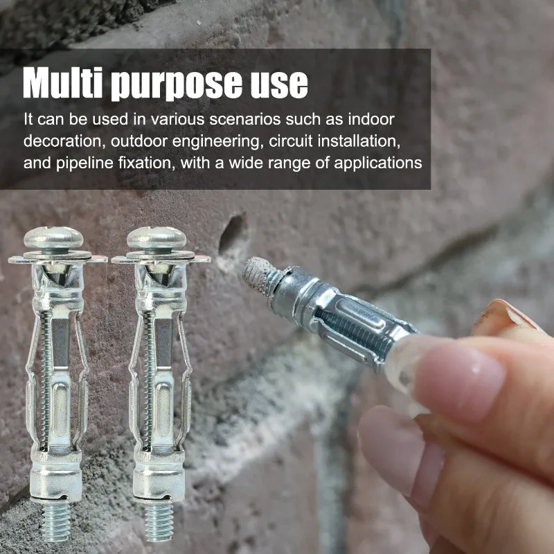 10/50x Expansion Bolt Set Gypsum Board Fiberboard Self Drilling Wall Home Pierced Drywall Anchor with Screws Metal Tube Tools