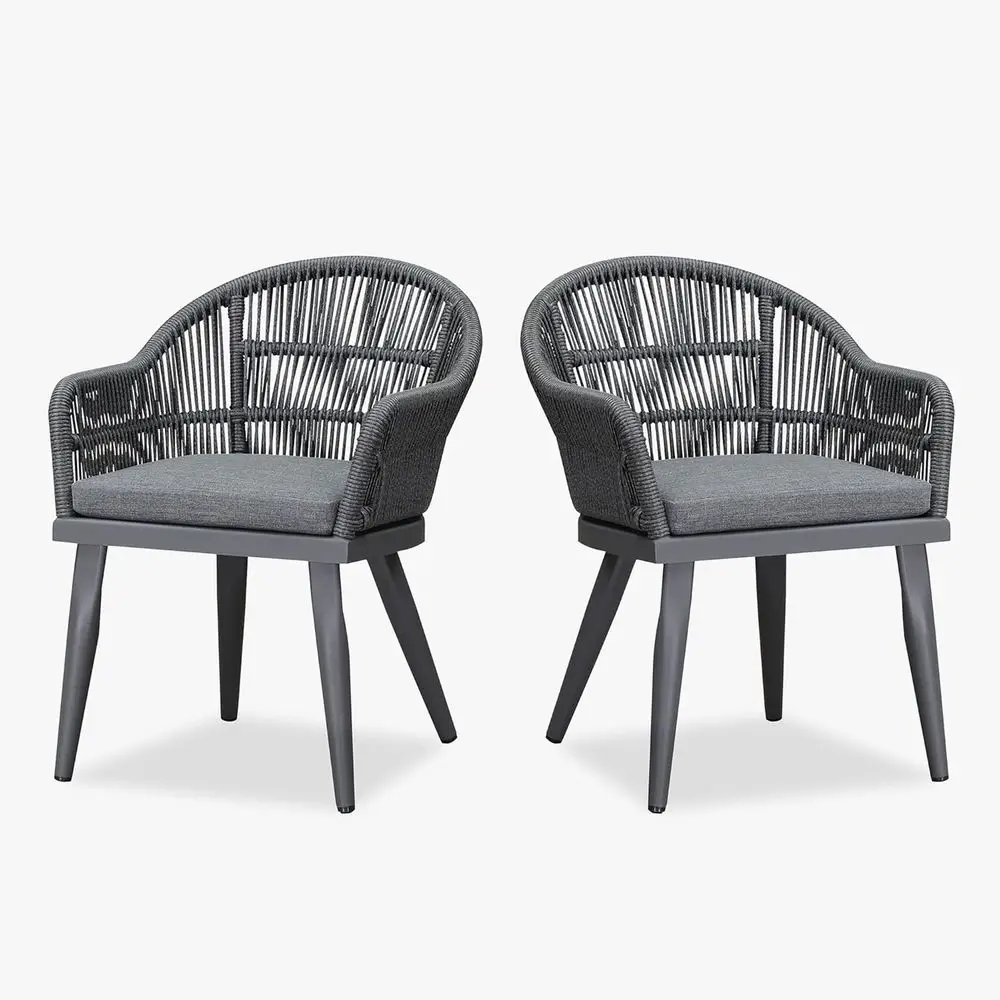 

Серый обеденный набор для патио на открытом воздухе из 2 предметов с алюминиевой рамой и всепогодными плетеными подушками из ротанга для использования в саду или в помещении