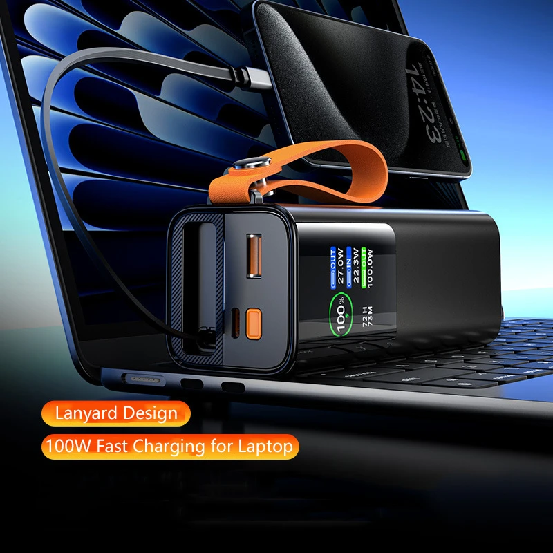 100W Fast Charging Power Bank 20000mAh with USB C Cable Portable Charger External Battery For Laptop iPhone 16 15 Samsung Xiaomi