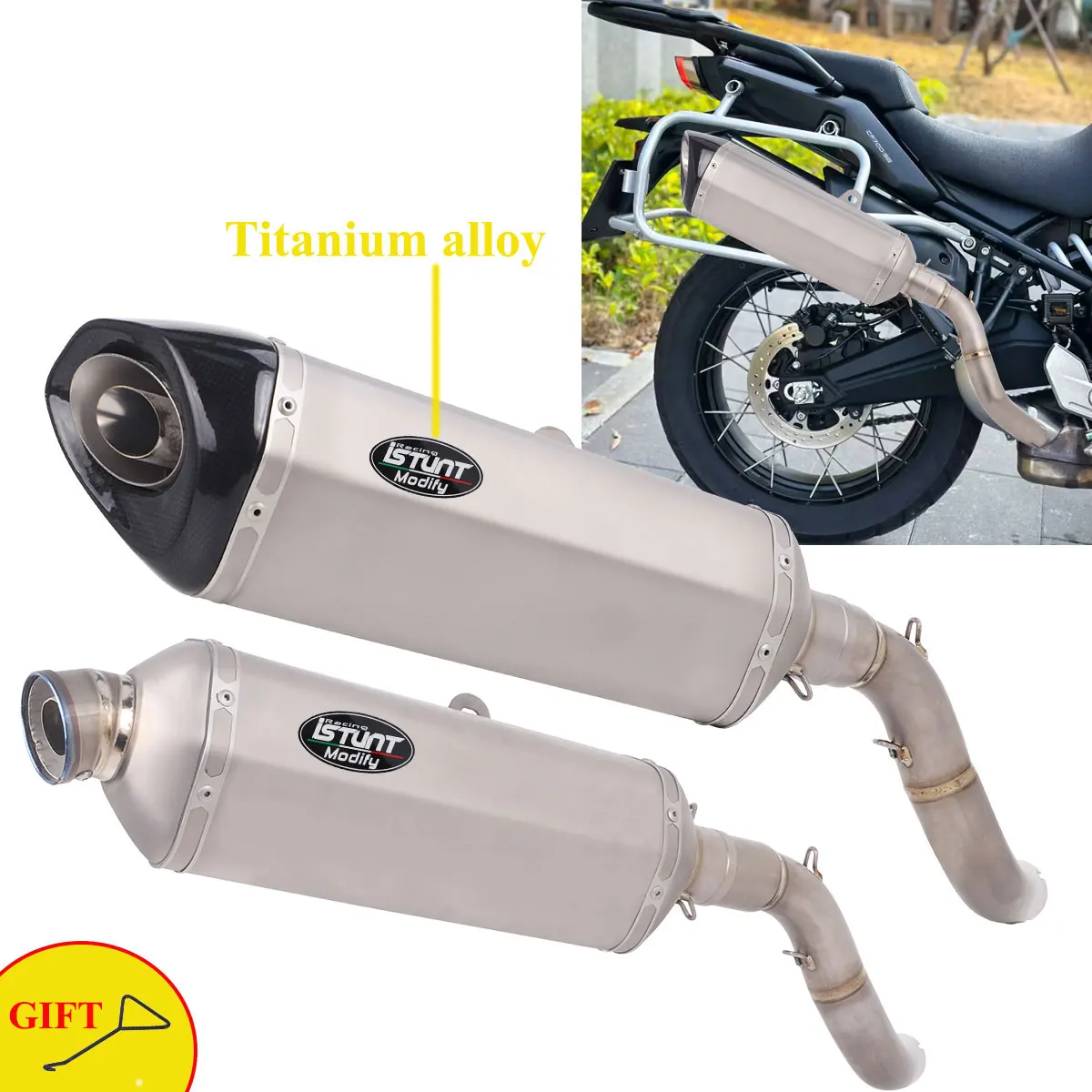

Slip On For CFMOTO 700MT 2025 2026 Motorcycle Exhaust Escape Middle Link Pipe 700MT Exhaust Lightweight Titanium Alloy