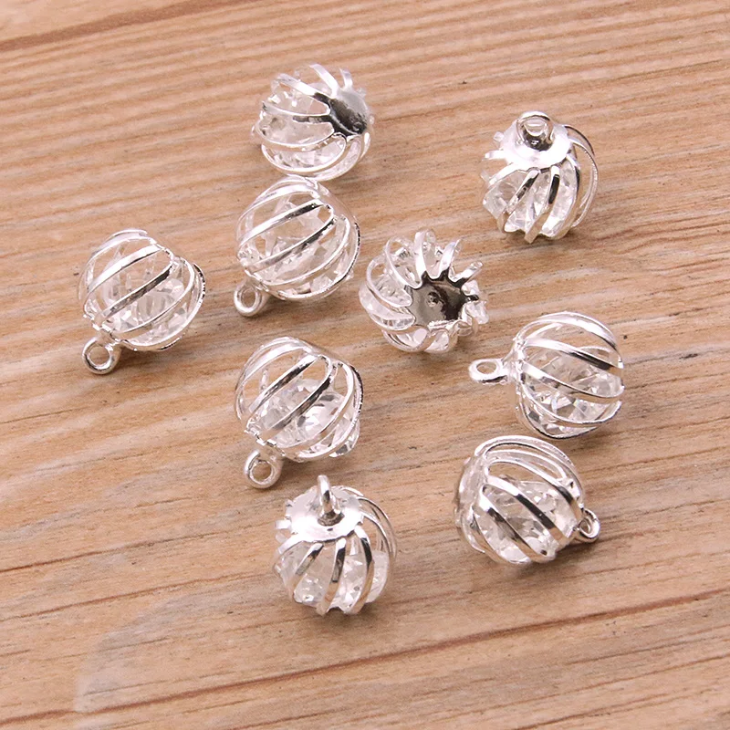 10Pcs 11*14MM 2 Color Antern Spring Spiral Bead Cages Pendants Charm For Women Men DIY Necklace Bracelet Making Accessorie