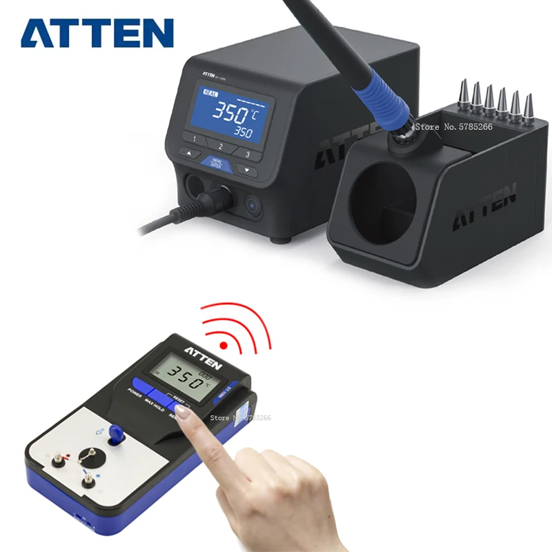 ATTEN ST-1090 เครื่องวัดอุณหภูมิดิจิตอลความแม่นยําสูงเครื่องวัดอุณหภูมิสําหรับเคล็ดลับหัวแร้ง + เซ็นเซอร์ไร้สารตะกั่ว 10 ชิ้น