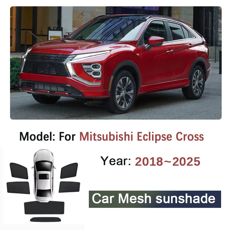 

For Mitsubishi Eclipse Cross Accessories 2018~2025 Car Mesh Sunshade Window Magnetic Sun Visor Sunshades Auto Coverage 2020 2023