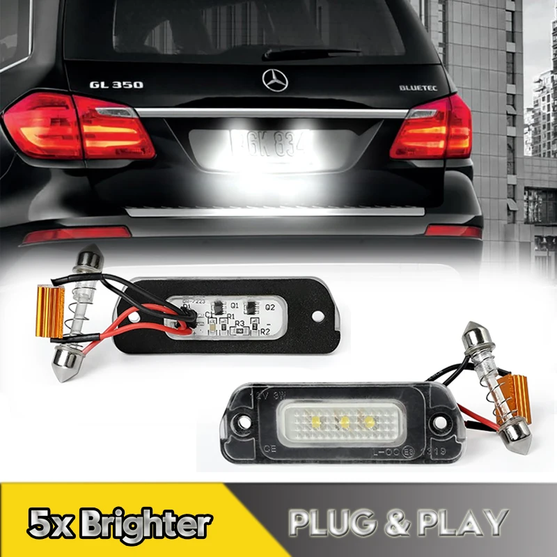 

2Pcs LED Number License Plate Lights Lamps For Mercedes Benz W164 W251 ML350 ML320 ML450 GL350 GL450 GL550 R350 OEM#2518200166