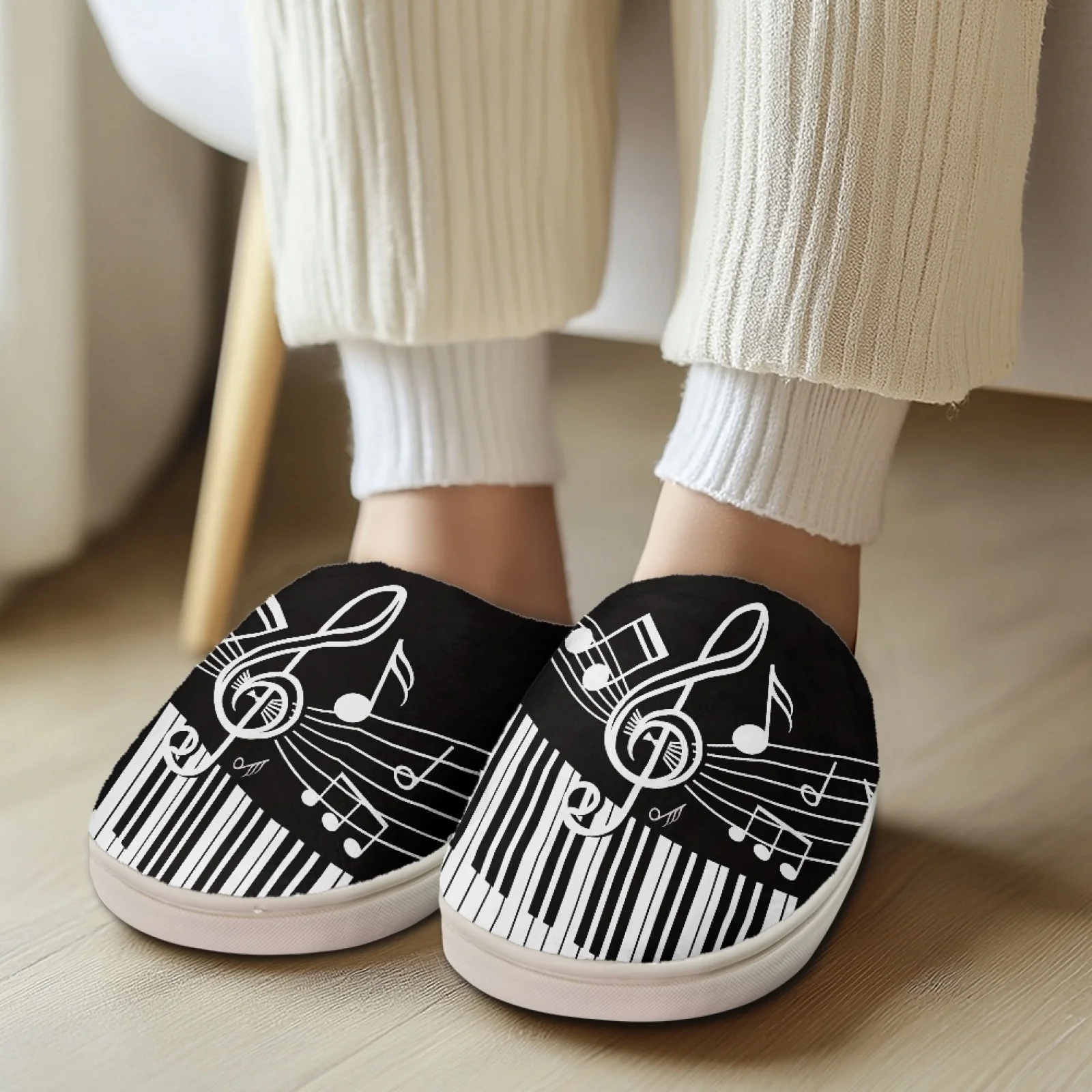 PENSTROLL Piano Music Note Grandma Warm Winter Slippers Yoga Studio To Home Recovery Slippers Fuzzy Soft Slipper Socks for Spa