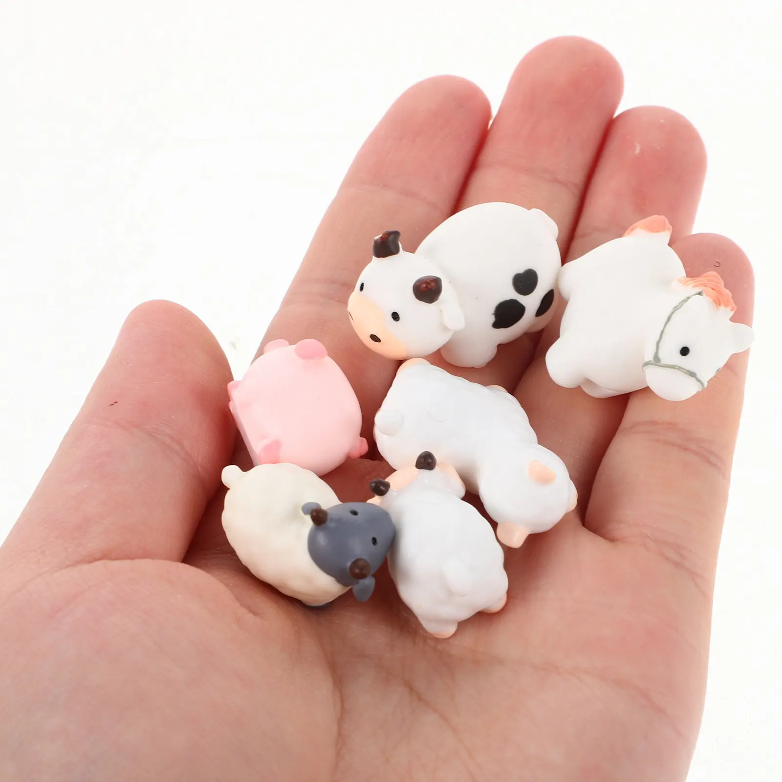 Miniature Farm Micro Landscape Set Creative Tiny Animal Figures Mini Haystacks Granaries DIY Fairy Garden Accessories Small