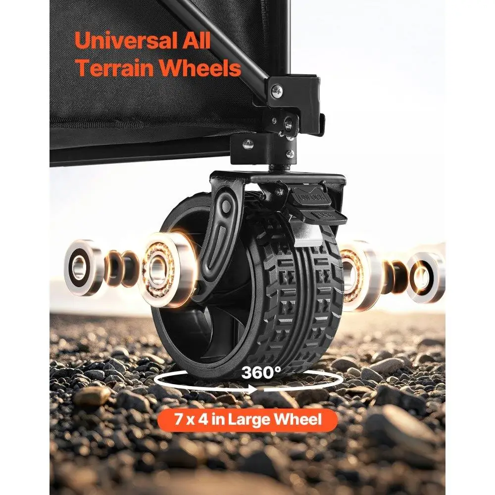 Heavy Duty Folding Wagon Cart 300L 450LB Capacity Collapsible Design Service Life