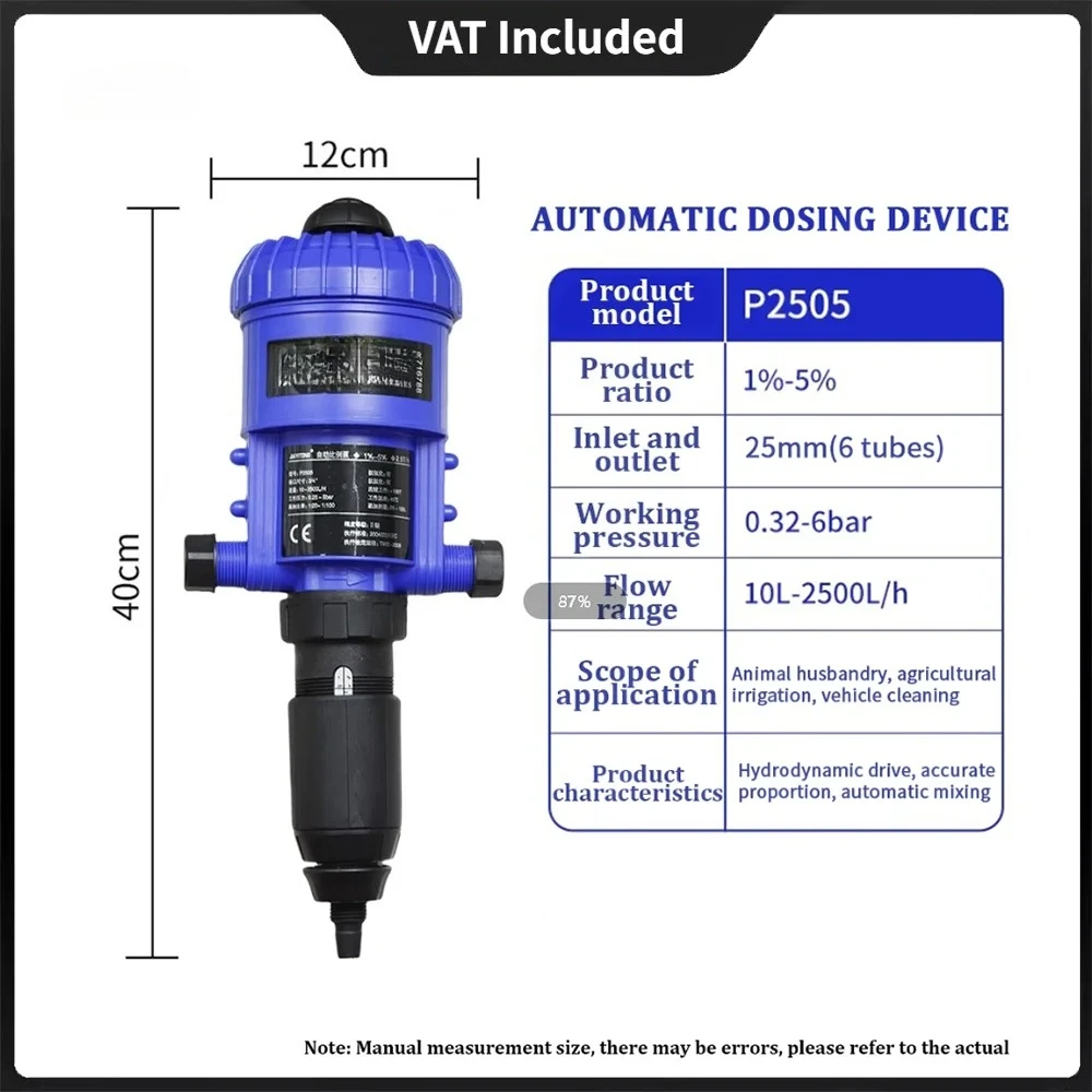 1%-5% Adjustable Fertilizer Injector Fertilizer Injector for Drip Irrigation Water Powered Dispenser Doser