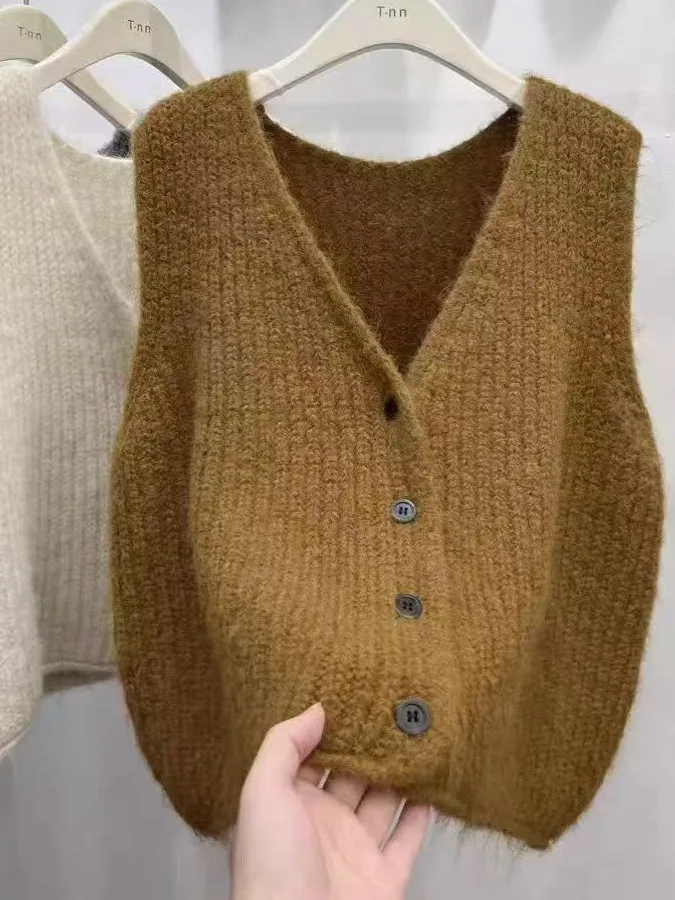 Printemps 2026 femmes tricoté gilet rétro superposition boutonné Cardigan Svel vêtements d'extérieur Faion coréen Sle fille vêtements d'extérieur