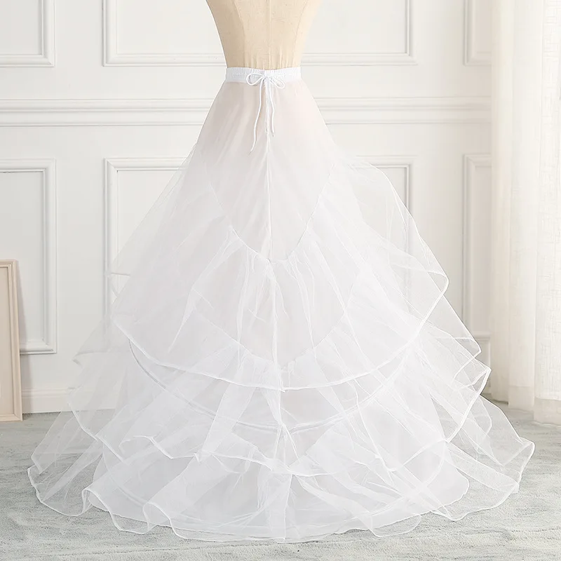 ผลกำไรในรอบชุดแต่งงาน Crinoline ขนาดใหญ่ตาข่ายรองเท้าแตะสามเส้นด้าย2แหวนเหล็กยืดหยุ่นยืดหยุ่นเอว Hard ตาข่าย Pannier