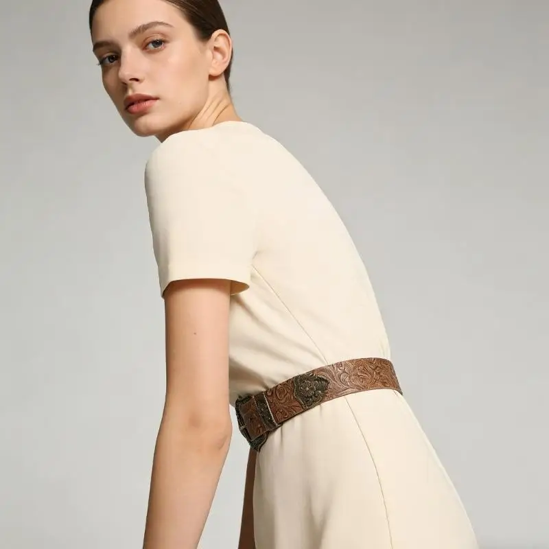 Elegant Retro Printed Belt for Office and Party Wear Royal Charm Pattern 
