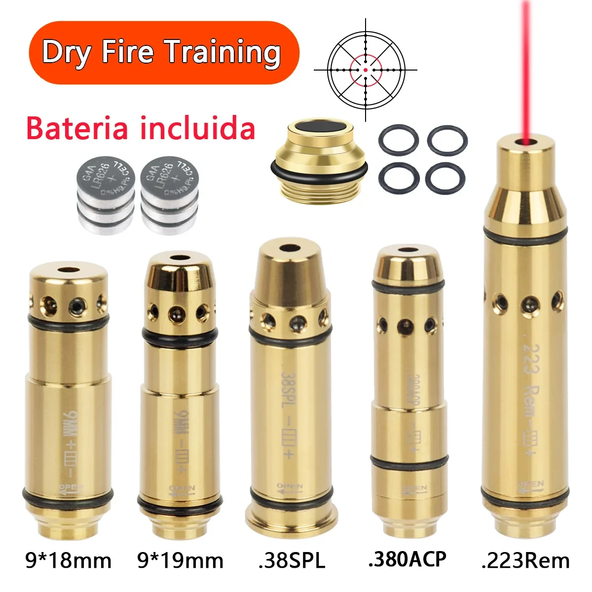 

380ACP 40S&W 223Rem .38SPL 9mm Laser Training Bullet Dry Fire Laser Trainer Cartridge Tactical Red Dot Laser Training Bore Sight