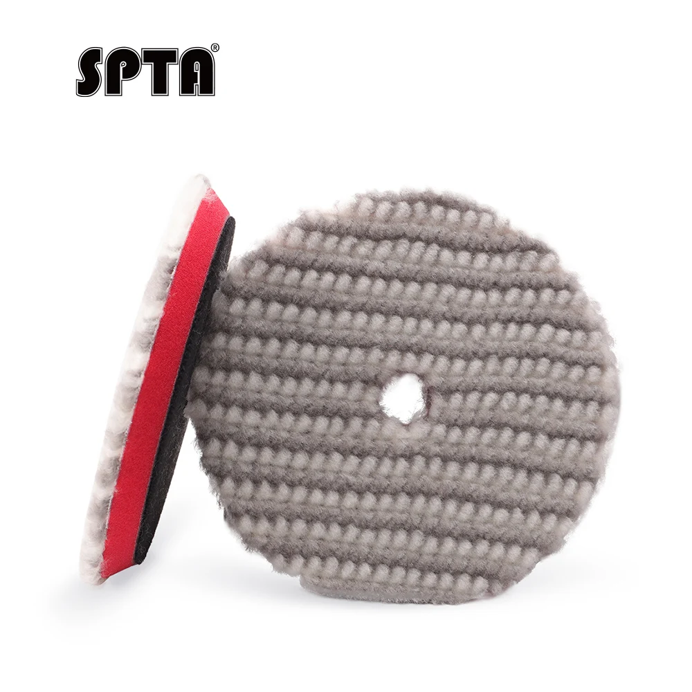 

SPTA 20Pcs T120 Heavy Cut Gray White Short Wool Polishing Pads RO/DA Polisher Buffing Pads Kit Remove Sanding Marks Scratches