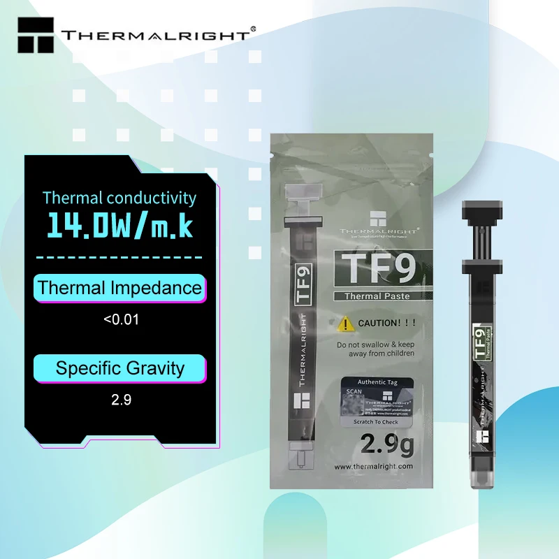 

Термопаста Thermalright TF9 CPU/видеокарты, высокопроизводительная непроводящая термопаста