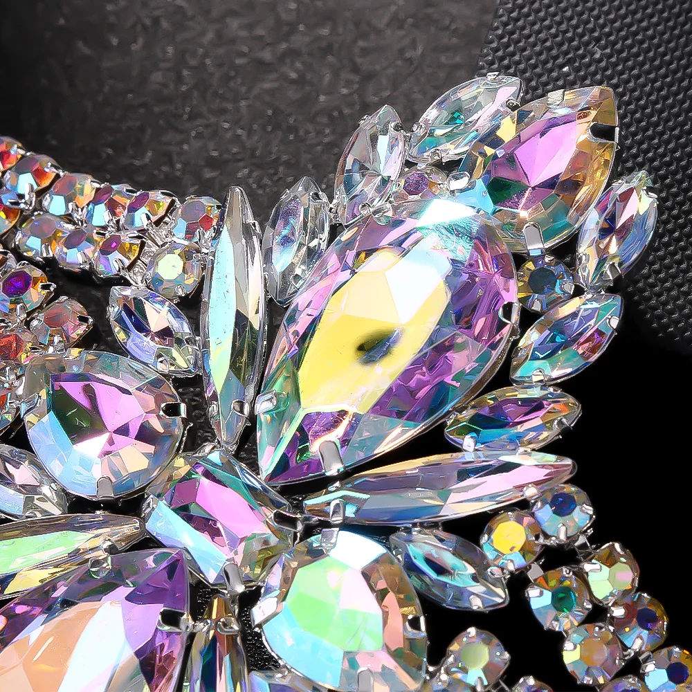 Vintage Colorful Geometric Thigh Chain Belly Dance Women Party Gift Exaggerate Design Rhinestone Leg Chain Body Ballroom Jewelry