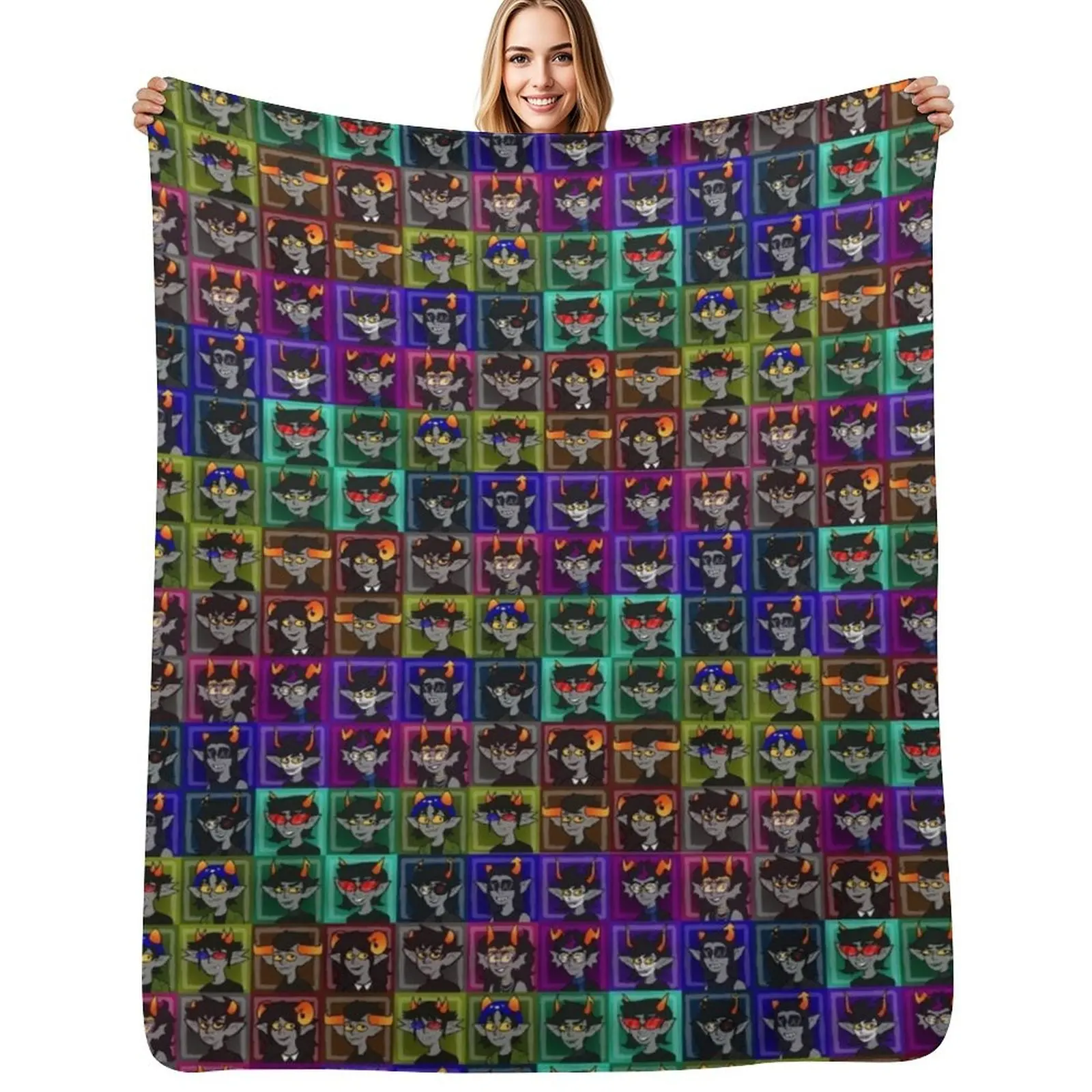 

Troll Grid Throw Blanket Plush Furrys Moving Travel Blankets