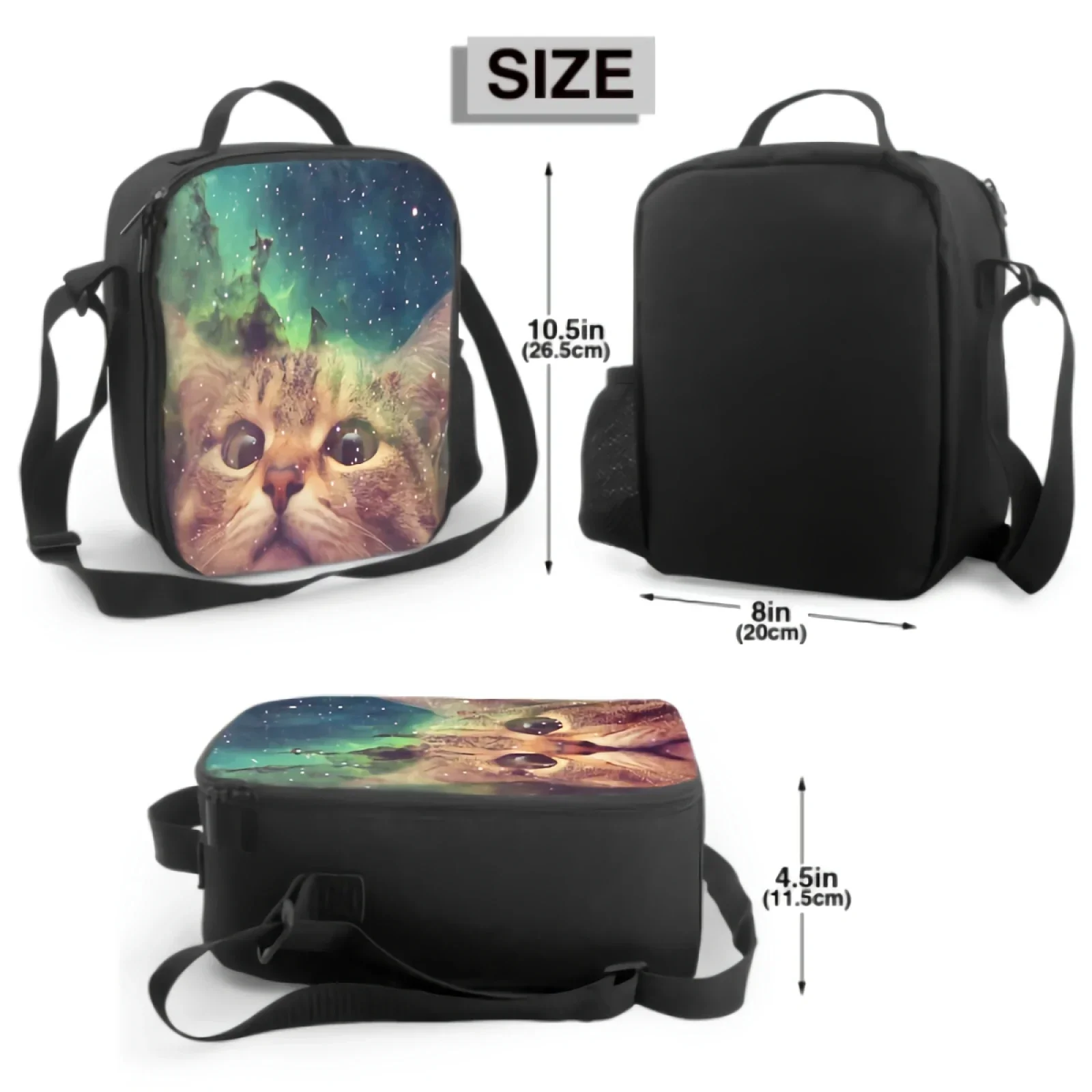 لطيف القط في المجرة السماء معزول حقيبة الغداء للعمل المدرسي نزهة رائعتين الحيوان نمط حمل حاويات الغداء حقيبة للحفاظ على البرودة