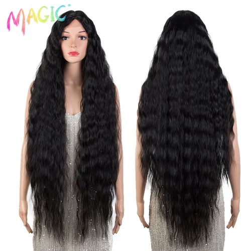 Imagen 2 del producto Peluca mágica para Cosplay, pelucas frontales de encaje sintético para mujeres negras, pelucas de encaje rizado largo de 42 pulgadas, peluca ombré resaltada de jengibre, blanco y rosa