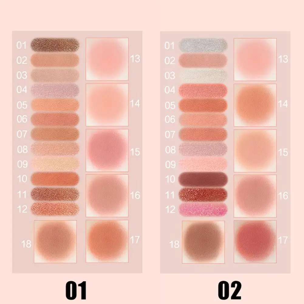 Paleta de sombra de ojos de 18 colores mate perla pigmentada brillo de ojos duradero paleta larga maquillaje cosméticos sombra de ojos impermeable