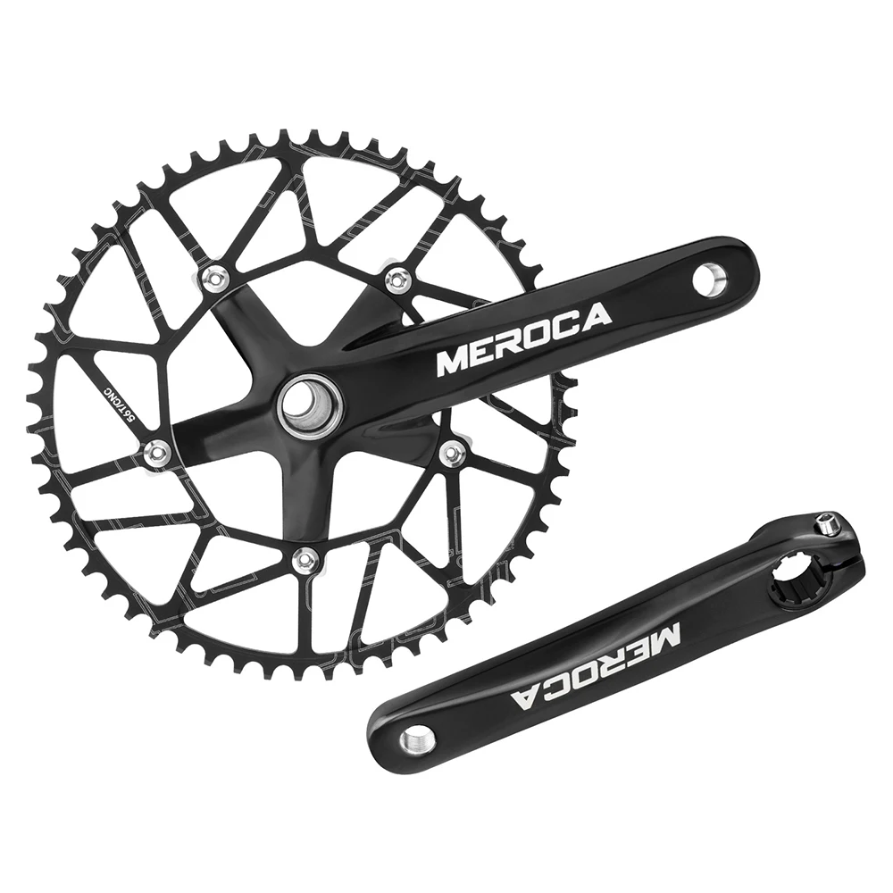 MEROCA Alloy Folding Bicycle Chainwheels 170mm Crank Integrated Fold Bike Cranksets 46/48/50/52/54/56/58T with Bottom Bracket