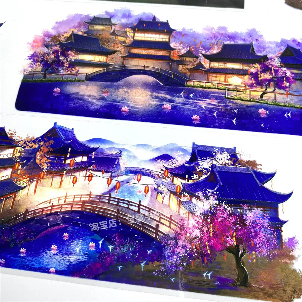 

Journal washi pet tape v95 changan night loft town small bridge zero ancient PET scrapbooking collage sticker