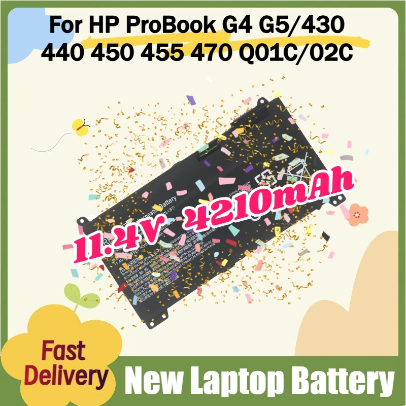 

High-Quality 11.4V 4210mAh RR03XL Laptop Battery for HP ProBook G4 G5/430 440 450 455 470 Q01C/02C