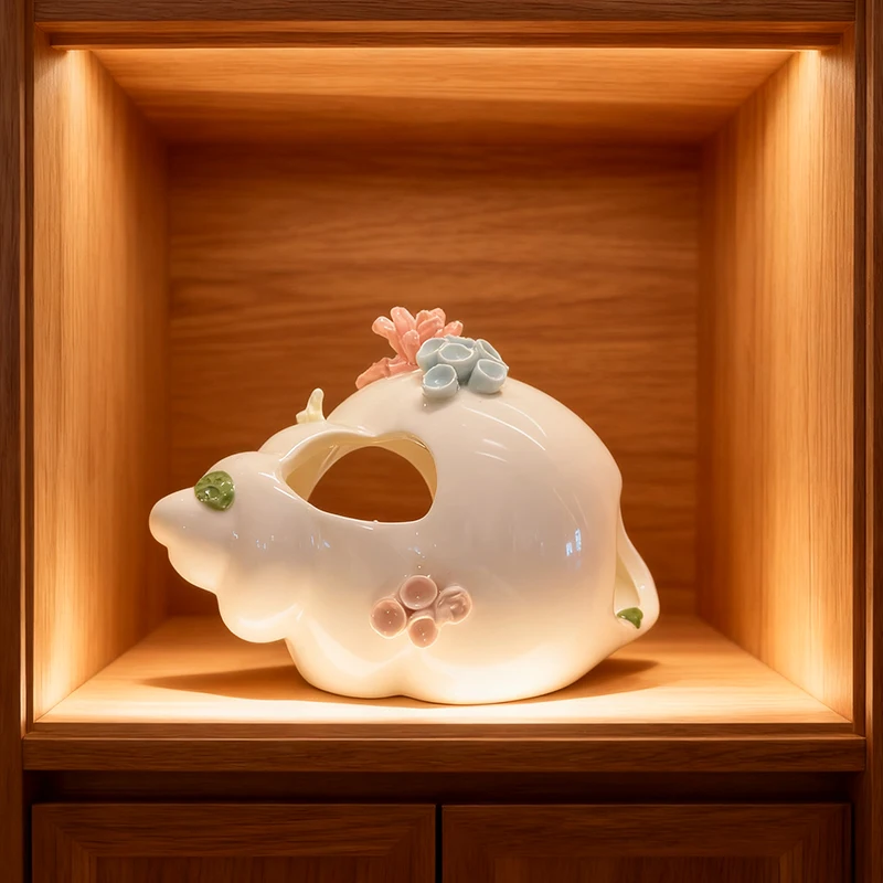 Adornos marinos de cerámica, piezas de decoración del hogar para gabinete de licores, decoraciones para peceras de acuario