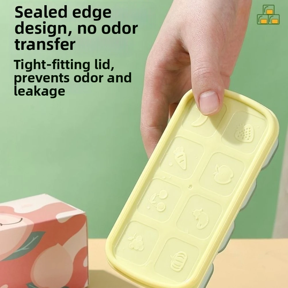 New Food Grade Silicone Ice Making Mold With Lid Cartoon Pattern Ice Storage Boxes 8 Grid Ice Cube Mould Kitchen Use