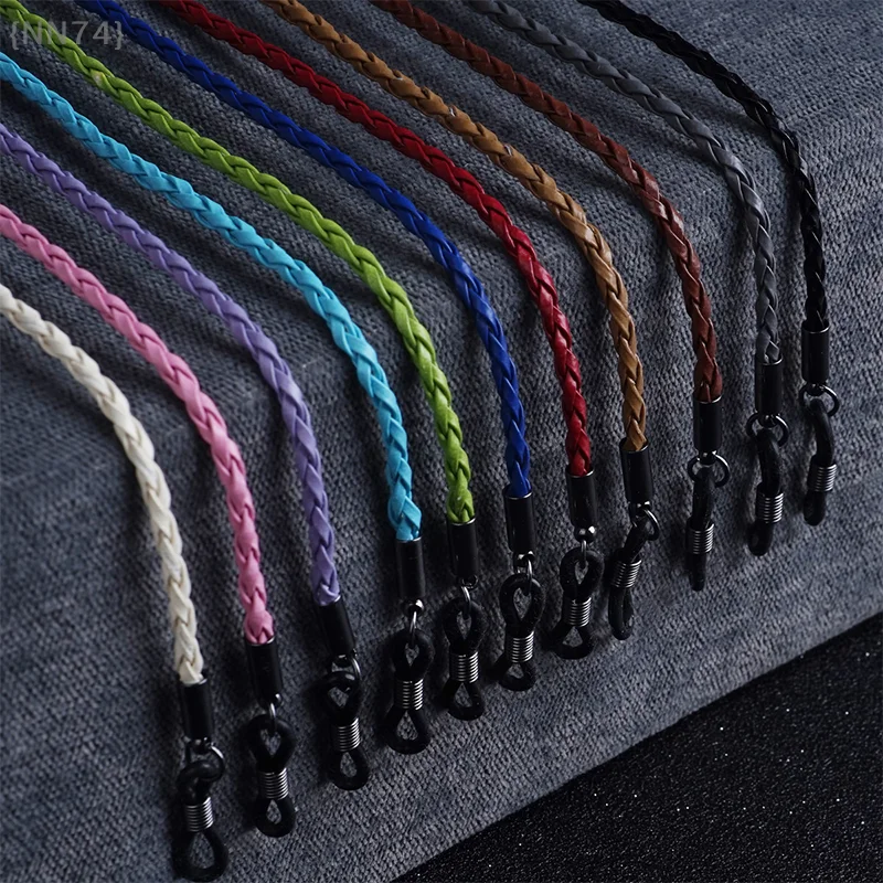 Sonnenbrillen-Lanyard aus geflochtenem Leder mit Seilkette – dickes Twist-Design, rutschfester Riemen für Outdoor-Sport-Brillenzubehör