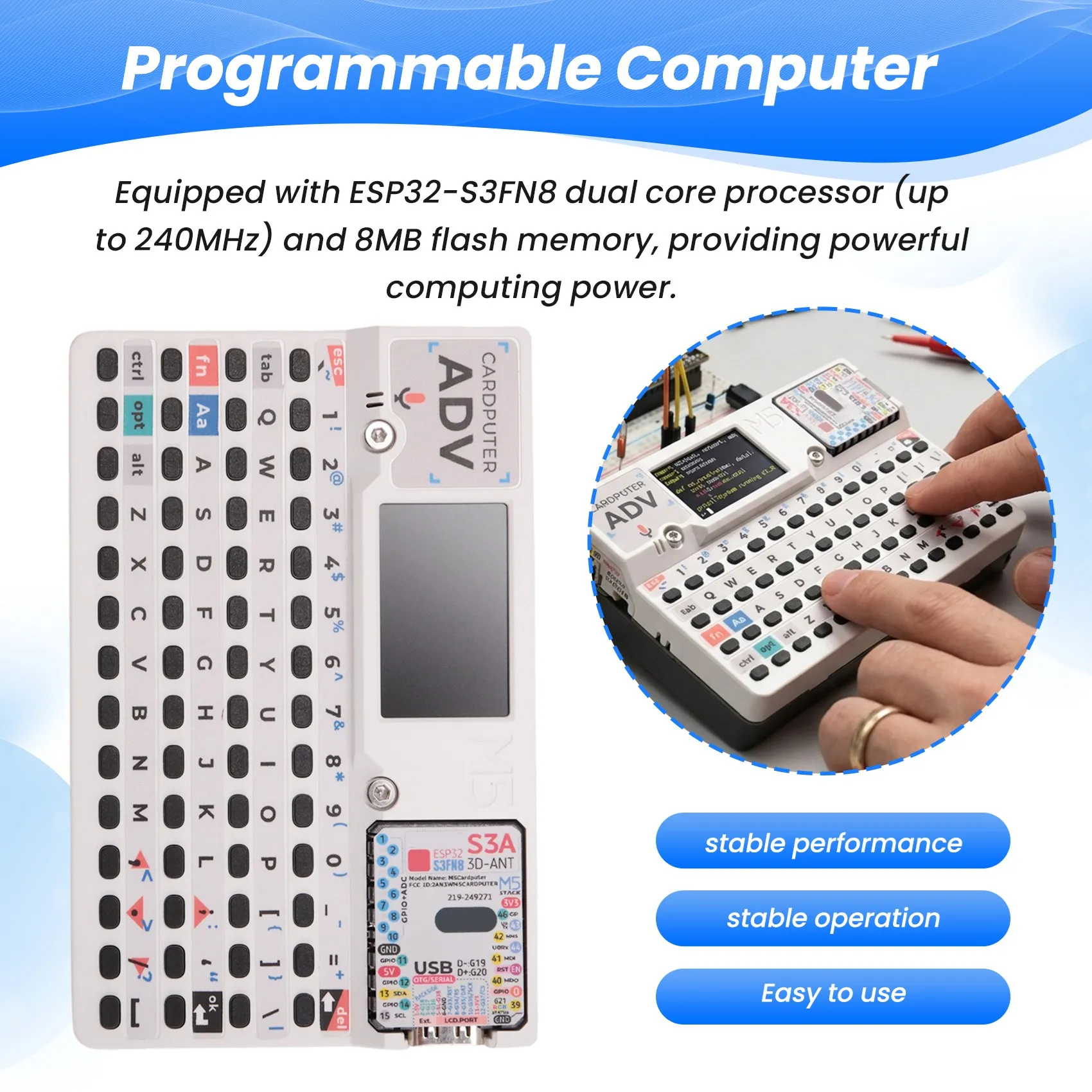 [hot-sales]-cardputer-adv-version-portable-computer-m5stamps3a-development-kit-114-inch-screen-56-key-keyboard-card