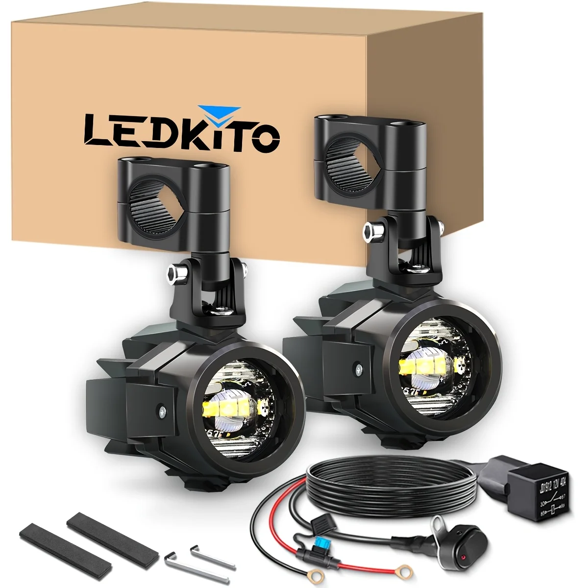 

Motorcycle Auxiliary Lights LED Driving Lights Kit 90W 8000lm White Color Offroad Work Lights Pod, Fit For Motorcycle SUV ATV