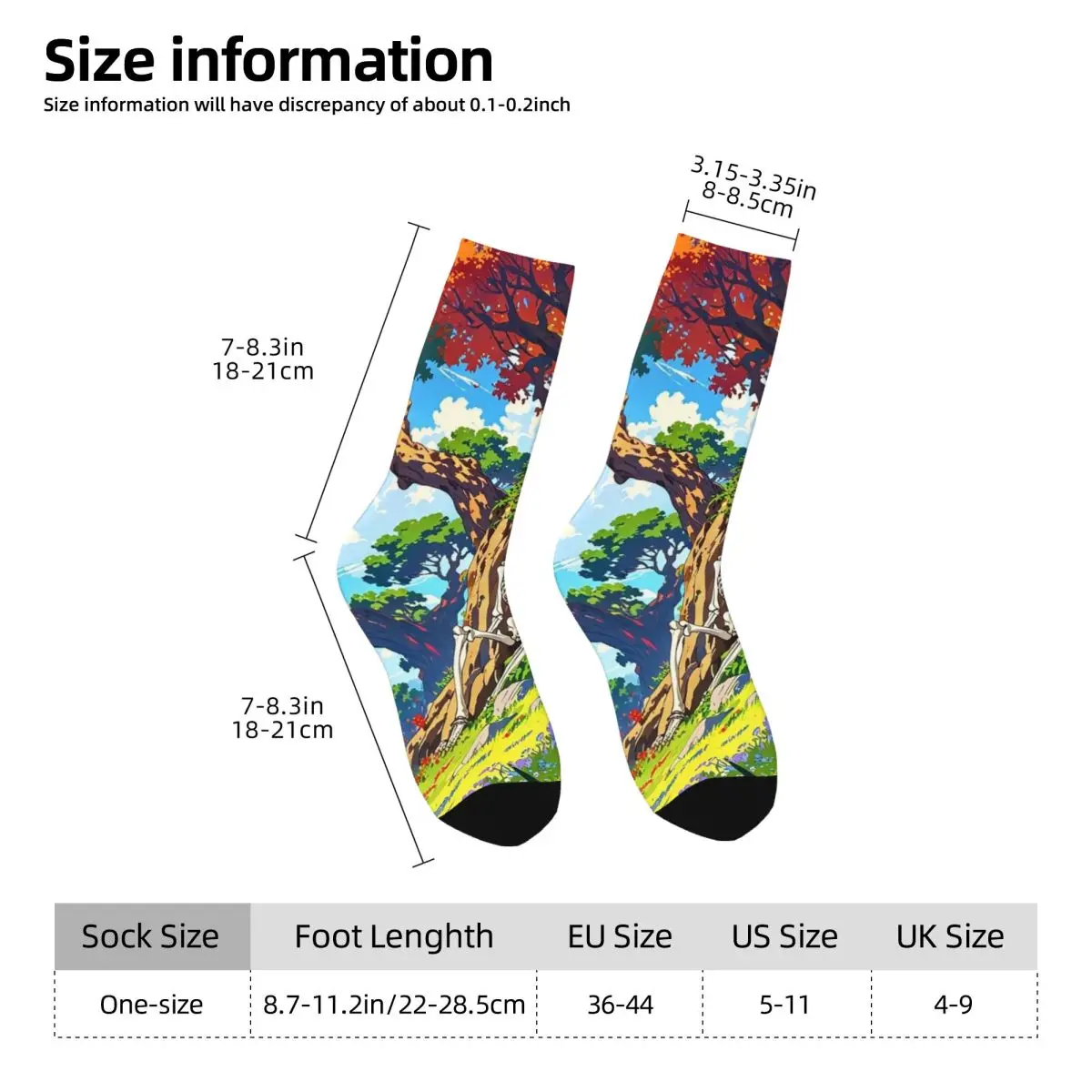 All Seasons Crew Stockings Halloween Skull Under A Tree Socks Crazy Hip Hop Long Socks for Men Women Valentine's Day Gifts