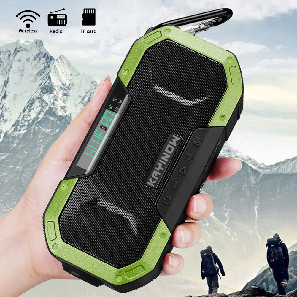 Multifunctional Hand Crank Solar Radio AM/FM Emergency Radio Bluetooth-Compatible Speaker LED Flashlight 5000mAh Power Bank