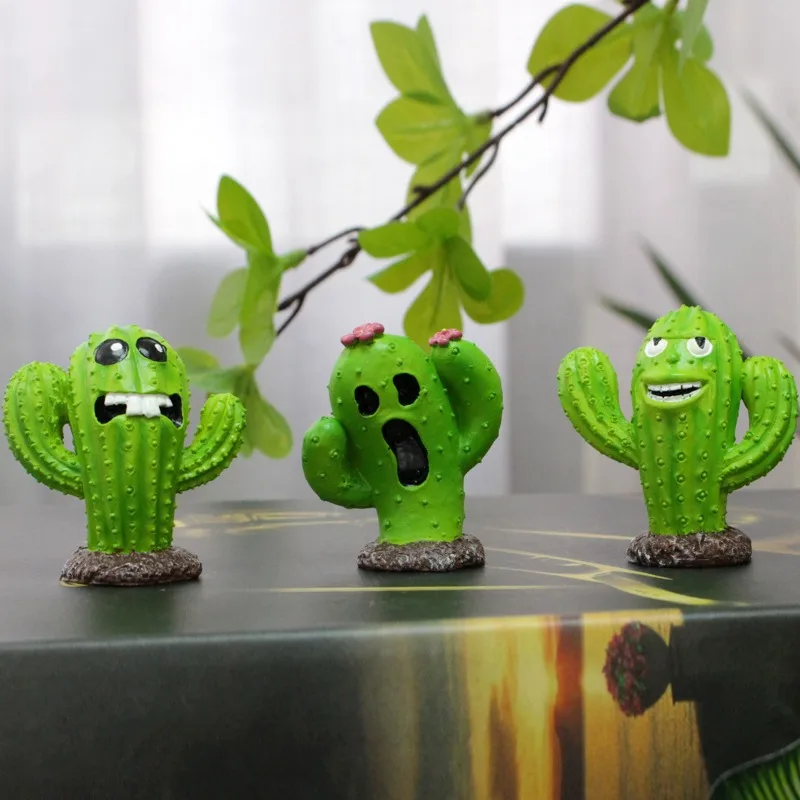 

Garden Cactus Monster Set of Three Small Ornaments Flower Bonsai Decoration Succulent Moss Micro Landscape World Scene Angel