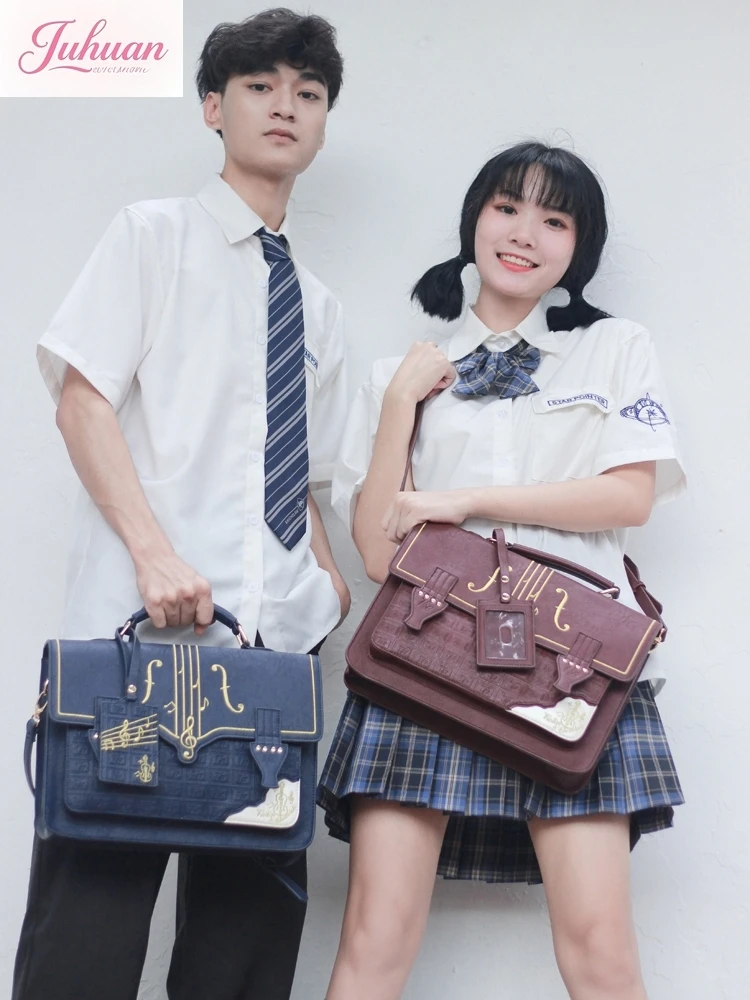 Japanese Original Chocolate Music Note Embroidery Bag JK Uniform Bags Women Shoulder Mailman Female Bags College Style Backpack