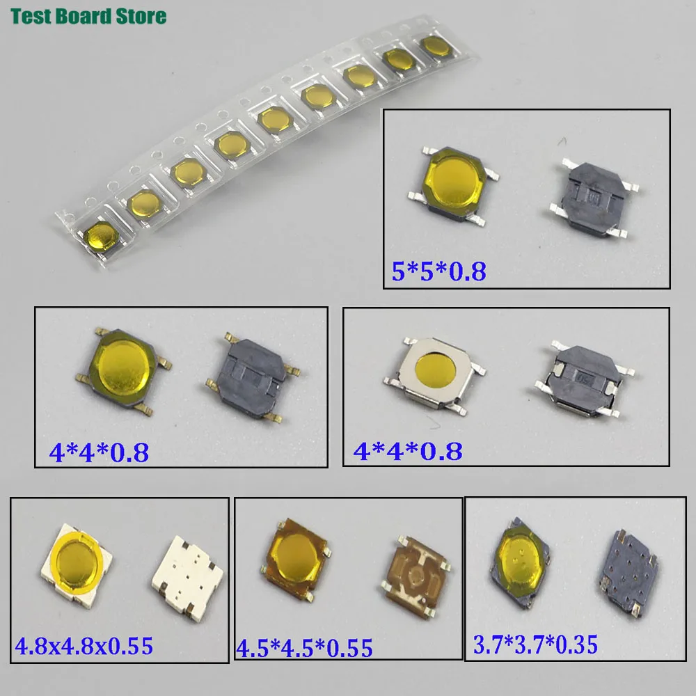 20/50/100Pcs Waterproof Membrane Button Switch 4.8*4.8*0.55 SMD 4P 5*5*0.8 3.7*3.7*0.35 4.5*4.5*0.55 4*4*0.8 Patch Touch Switch