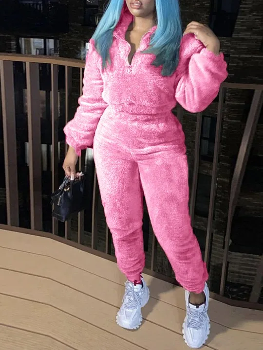 

Женский повседневный велюровый костюм с высокой талией и длинными рукавами, модный осенне-зимний комплект из двух предметов на молнии, китайский бренд