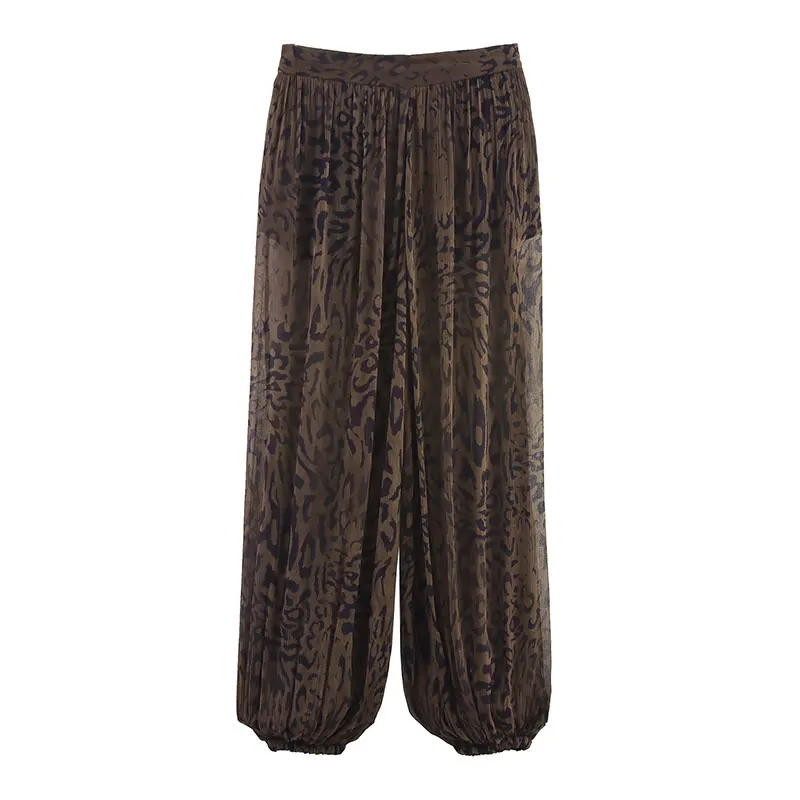Vintage Leopard Pants Oversize New Y2k Women Casual Loose Wide Leg Trousers Retro Teen Straight Trousers Hiphop Streetwear Brand