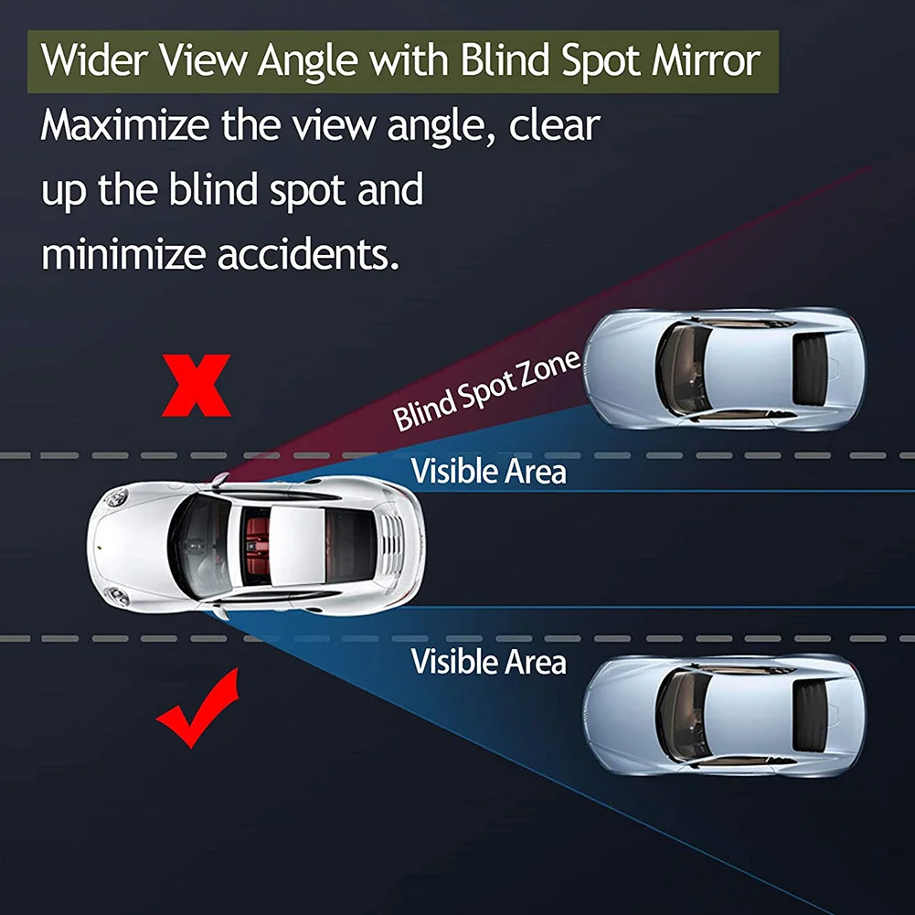 Espejo de punto ciego convexo para coche, marco cuadrado de 2 piezas, gran angular, 360 grados, ajustable, transparente, auxiliar, seguridad de