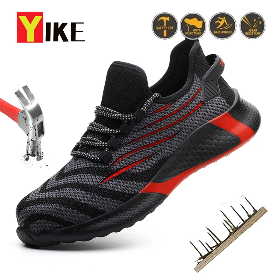 Work Safety Shoes Men Sneakers Steel Toe Protective Shoes Anti-puncture Work Boots Indestructible Shoes Lightweight and Soft