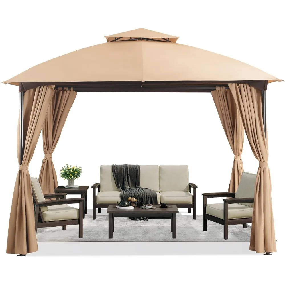 Shelter Canopy, 10x10FT Curtains & Expansion Bolts and Wind-Resistant Ropes, Shade Canopy