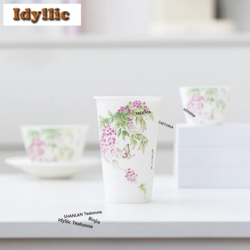 350ml Mutton Fat Jade White Porcelain Cola Mug Personal Mug Bubble Teacup Cold Hot Water Jug Household Tableware Decoration