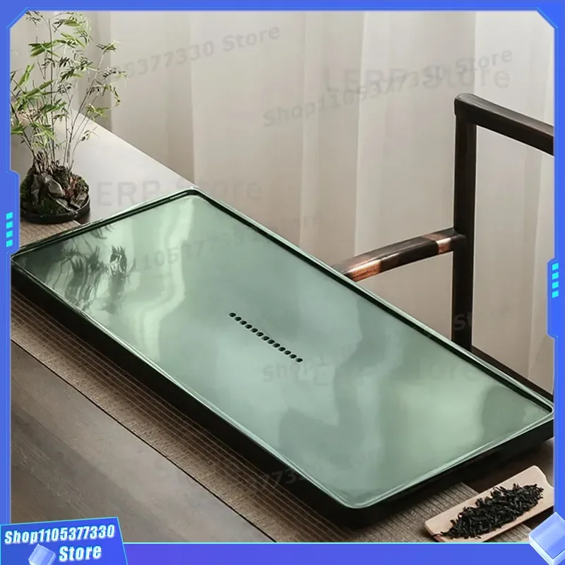 Natural Wujinshi Tea Tray Set Tianluo Greenstone Household Glossy Stone Tea Table Simple High End Design For Kung Fu Ceremony