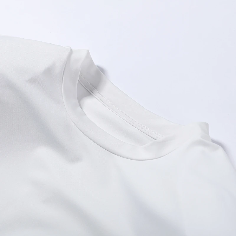 Lässiges, schickes, weißes, plissiertes Design-Top für Damen, trendiges, kurzärmliges, unregelmäßiges T-Shirt mit Rundhalsausschnitt, für den täglichen Pendelverkehr, Street-Outfit, neu – Detail 7