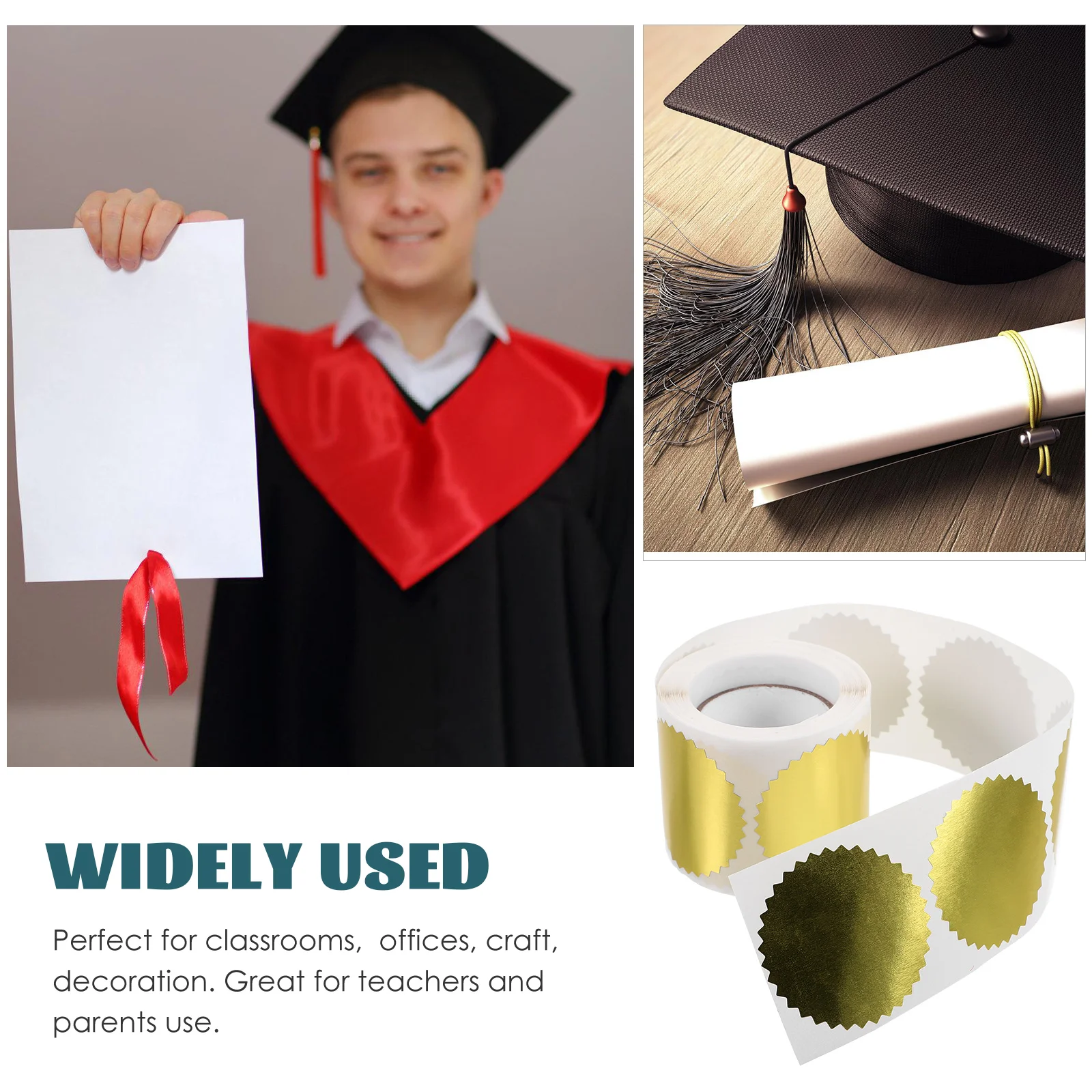 Embossed Seals Graduation Diploma Medals Sticker 50mm Embosser Sticker Certificate Gear Sticker for Embossing Stamp Scrapbooking