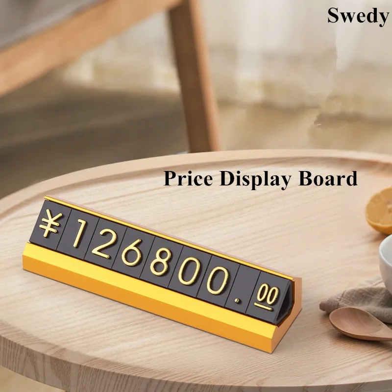 Metal Base Convex Digital Plastic Jewelry Watch Price Tags Display Numbers Pricing Cubes Sign Holder Stand