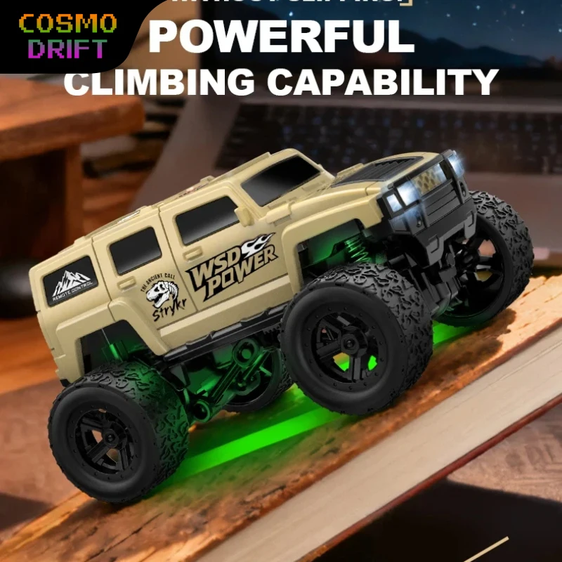 New product 1:64 mini climbing remote control car with trailer box, full scale large foot off-road vehicle, children's toy model